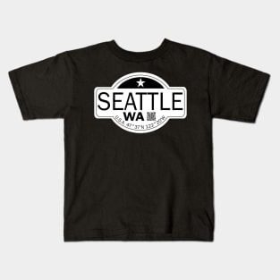 New Vintage Travel Location Qr Seattle WA Kids T-Shirt